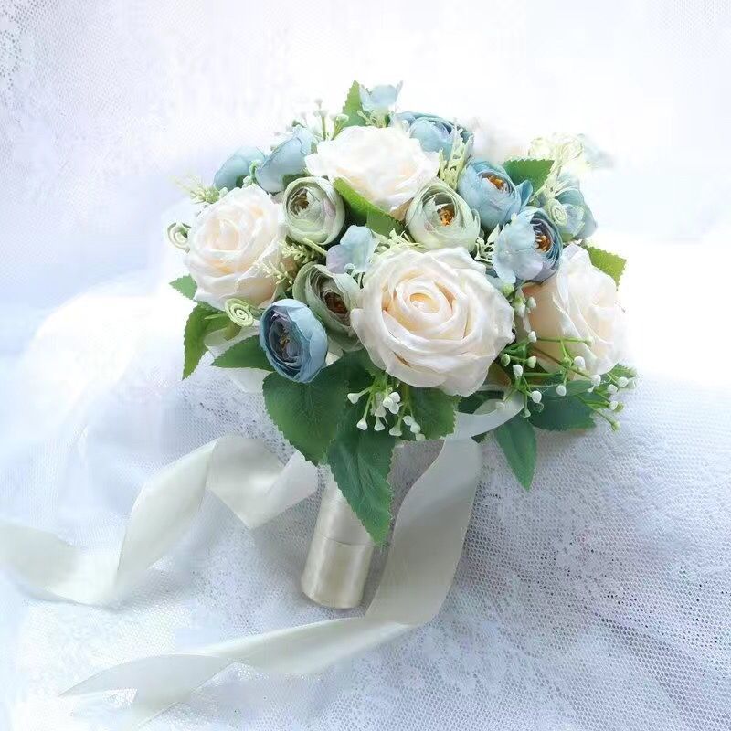 婚礼新娘韩式手捧花手抛花球结婚照创意旅拍摄影道具仿真玫瑰花束