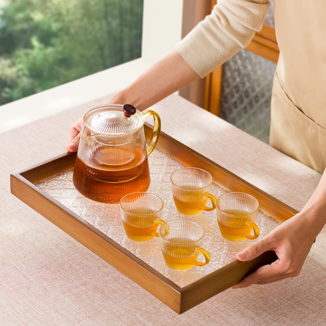 竹木茶盘托盘长方形商用家用放茶杯竹制水杯收纳中式简约大号盘子