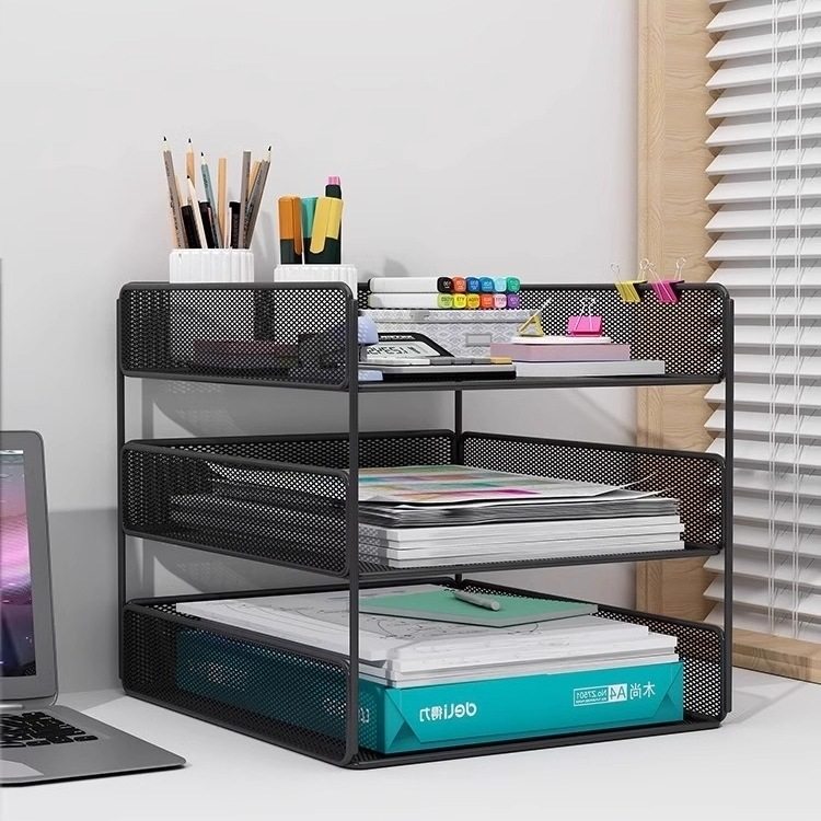 a4纸收纳盒办公桌收纳架桌面书架多层文件框资料档案整理架铁金属
