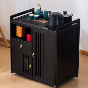 新中式移动小茶台桌家用茶车带轮煮泡茶烧水壶一体茶几客厅茶水柜