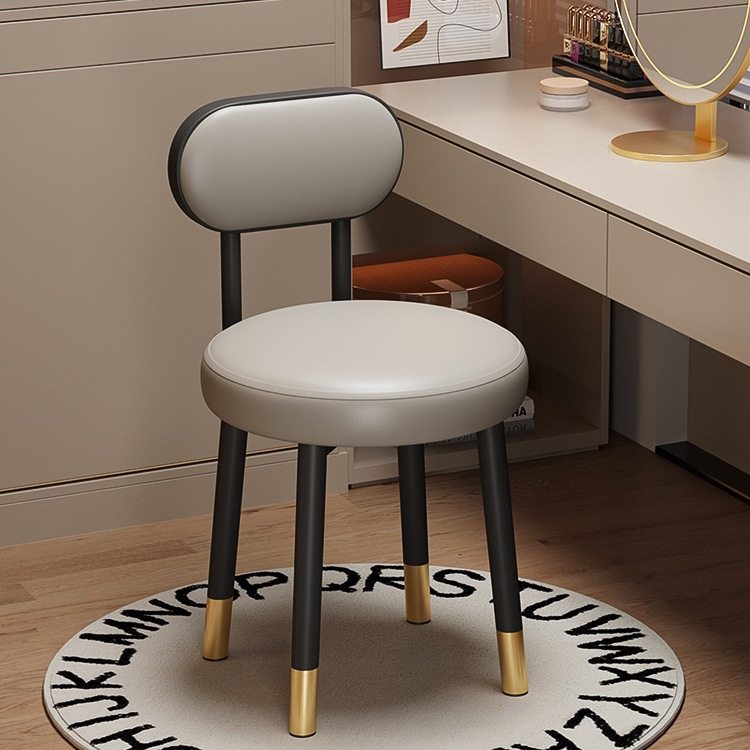 化妆凳轻奢感家用凳子靠背女生卧室主卧梳妆台椅子圆凳美甲椅