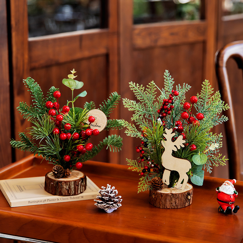 耶诞节装饰品迷你小型耶诞树桌面摆件餐桌咖啡厅场景布置拍照道具