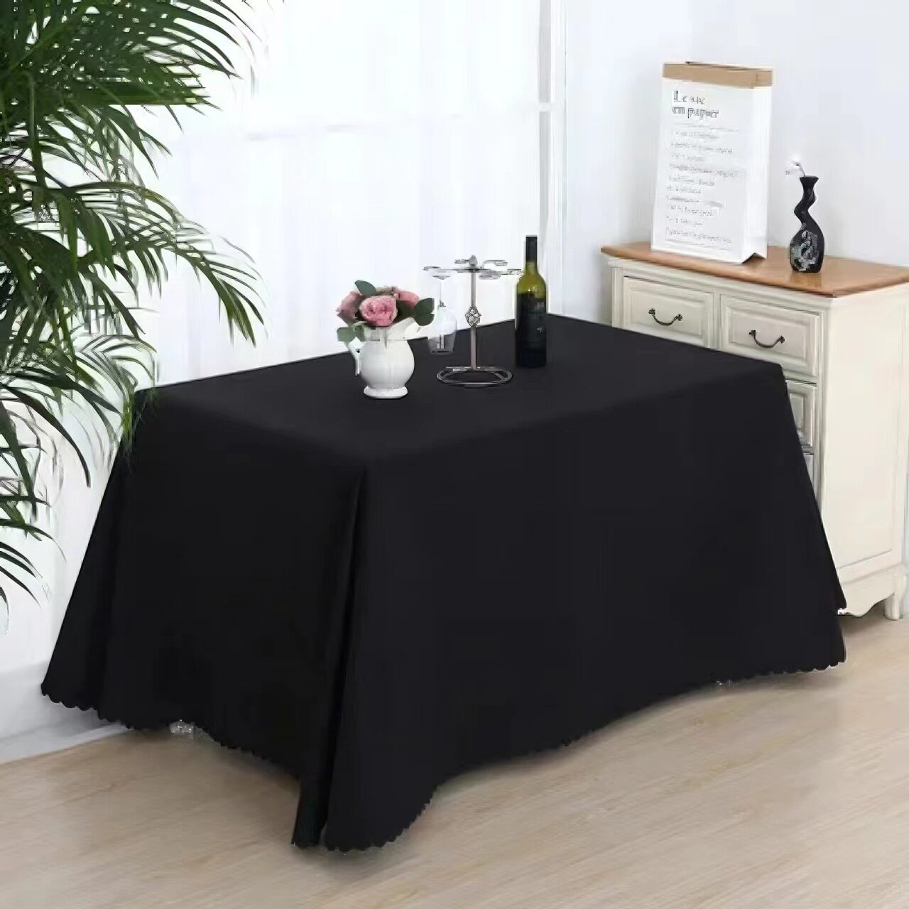 展会活动签到台布 办公会议桌套布单色公司展厅桌布黑色120*160cm