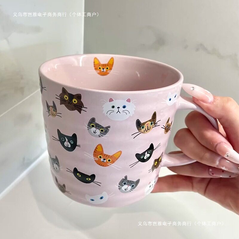马克杯大容量咖啡杯陶瓷猫咪可爱家用喝水高颜值办公室女生
