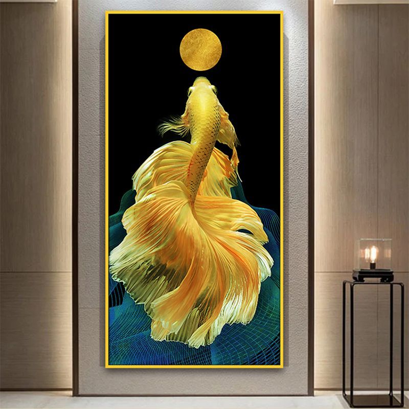 ?jh自粘壁画入户玄关装饰画中式客厅入门贴画走廊竖版背景墙纸衣