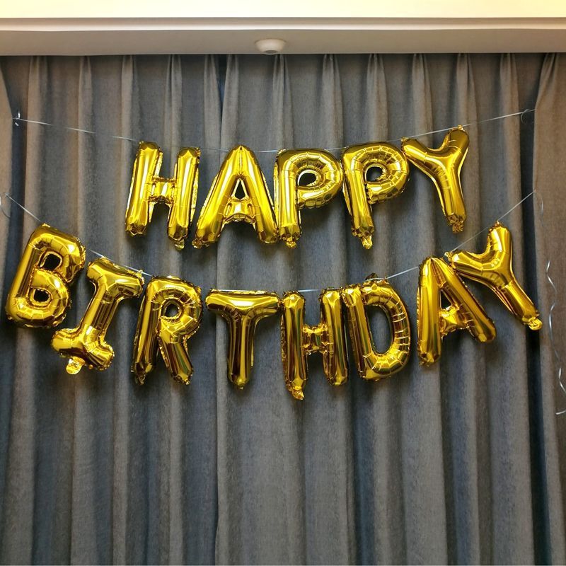生日快乐HAPPYBIRTHDAY字母气球派对布置英文字母背景装饰多色选