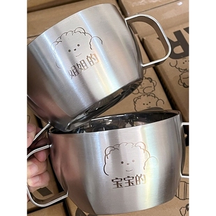 700ml大容量碗带盖316不锈钢儿童碗双层把手吃饭碗饭盒小学生专用