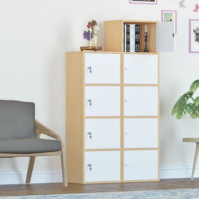 简易储物柜带锁小柜子书柜带门落地学生简约书架客厅收纳置物多层