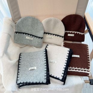 简约儿童针织围巾毛线套头帽ins韩系两件套装冬季保暖加厚毛线帽