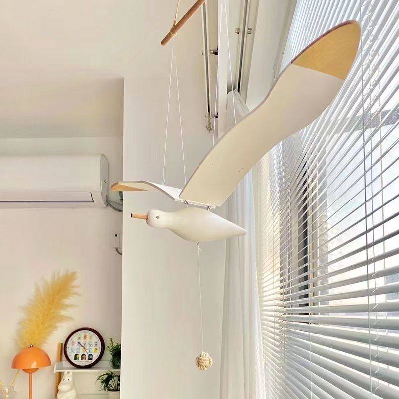 会飞的海鸥悬挂飞鸟客厅装饰儿童床头挂件玩具空中吊饰悬挂