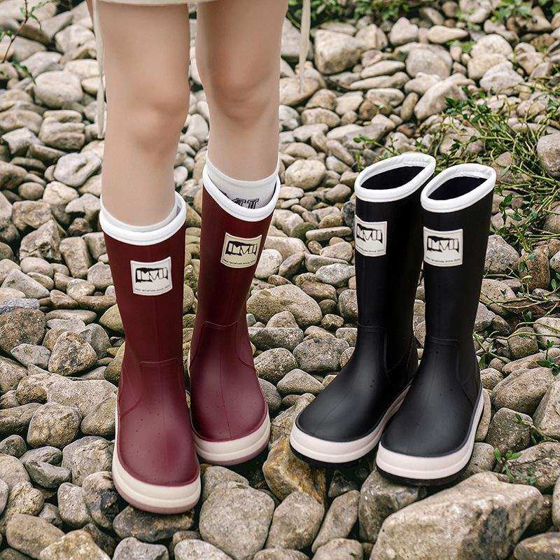 情侣束口高筒雨鞋女款成人洋气时尚日系登山户外防水靴钓鱼雨鞋