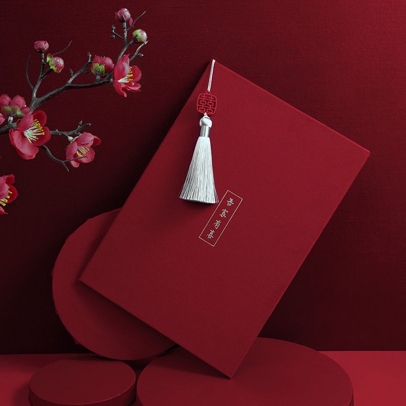 喜事婚品婚礼誓词本中式父母发言手卡绒面主持讲话词证婚人致链衡