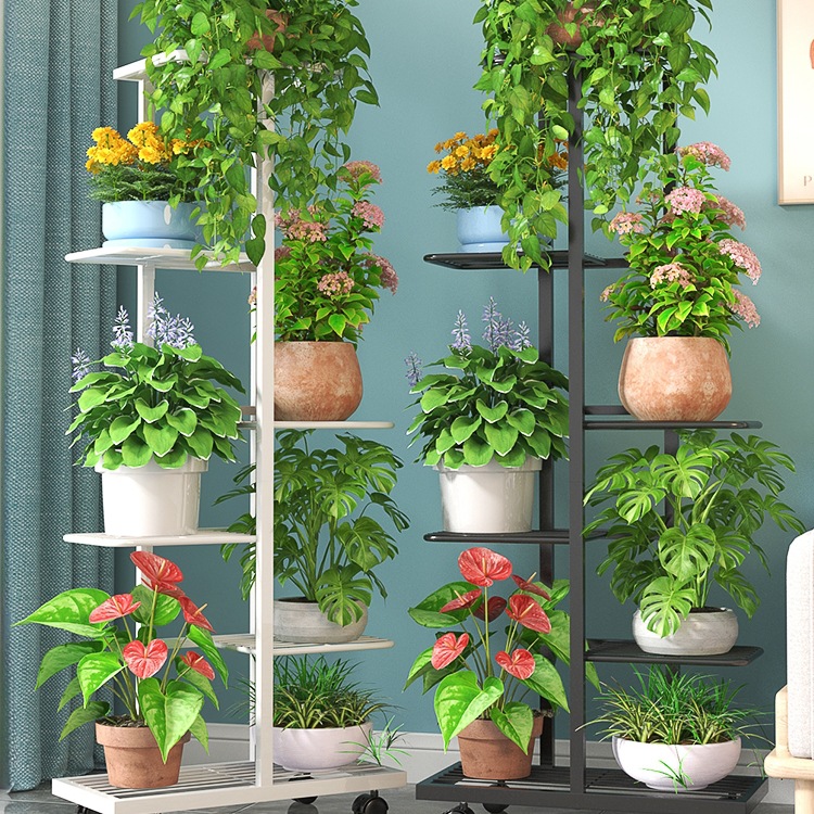 花架置物架阳台落地式客厅铁艺层架盆景绿萝花盆架子可移动多层