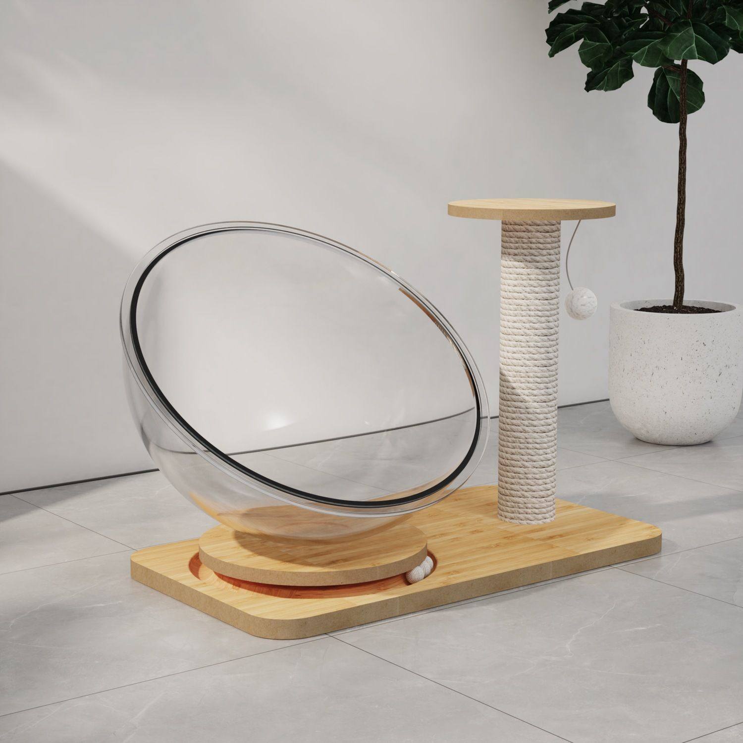 亚克力太空舱猫咪逗猫自嗨神器四季通用猫窝剑麻柱爬架实木逗猫球,宠物/宠物食品及用品,猫狗床/躺椅,淘宝优惠券,粉丝福利购,淘宝优惠卷