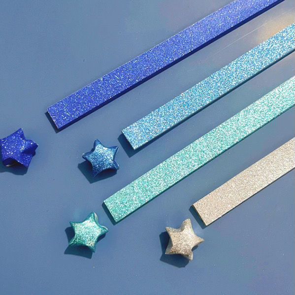 网红星星闪钻折纸条ins幸运星亮晶晶彩色珠光厚手工纸成品diy