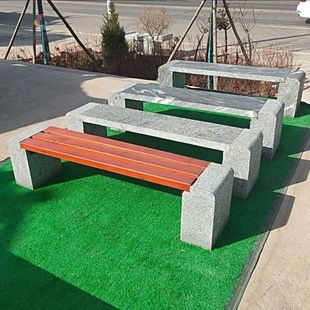 公园防腐木石凳子户外靠背石椅子庭院阳台石花架子广场天然大理石