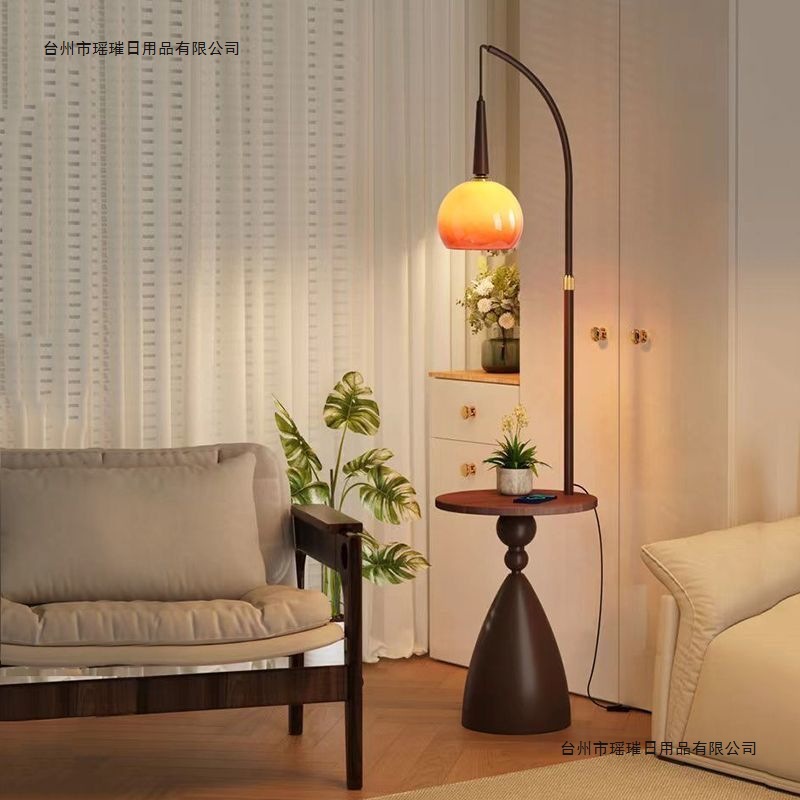 古风落地灯客厅沙发茶几复古氛围一体美式置物架卧室床头柜台灯