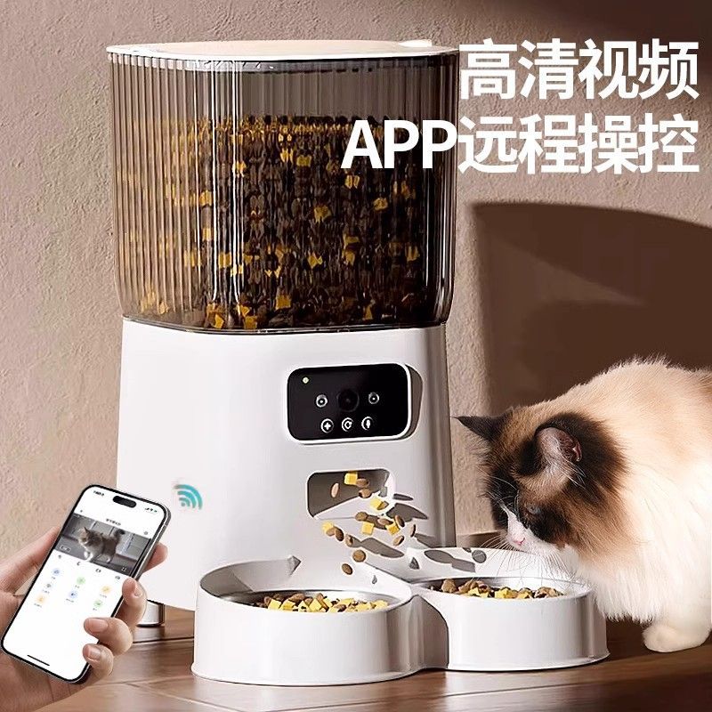 猫咪自动喂食器猫宠物狗狗远程定时定量投喂机监控智能语音播报