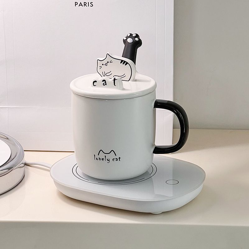 猫咪暖暖杯子情侣恒温马克杯咖啡陶瓷水杯办公室家用可微波炉加热