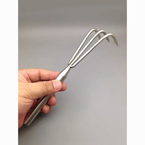 不锈钢实心三齿耙子家用花盆松土二齿耙尖头园艺种花工具结实小耙
