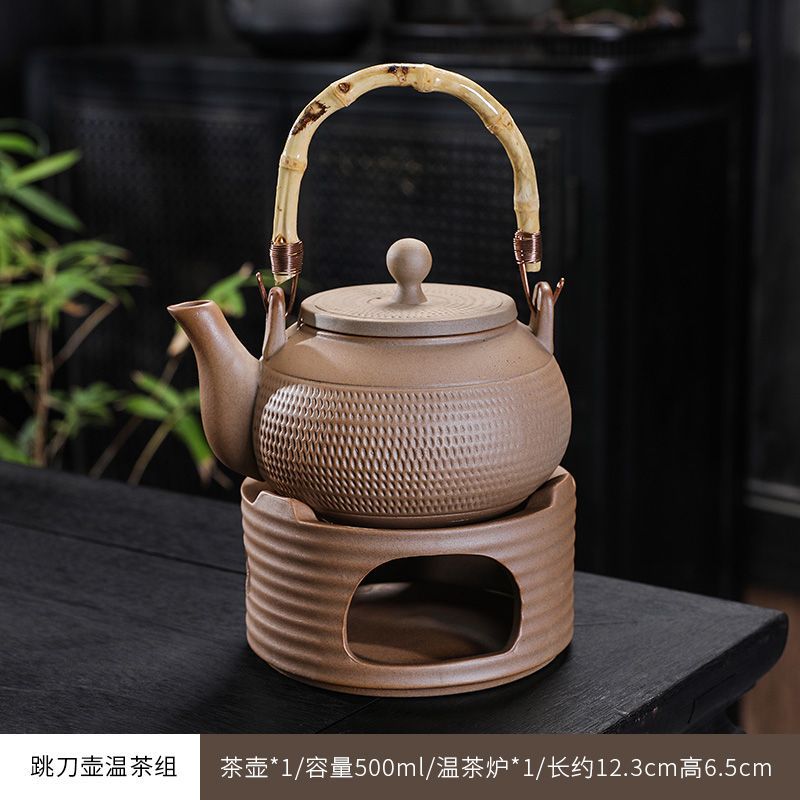 围炉煮茶中式大提梁壶明火蜡烛酒精炉家用户外煮茶温茶复古茶具