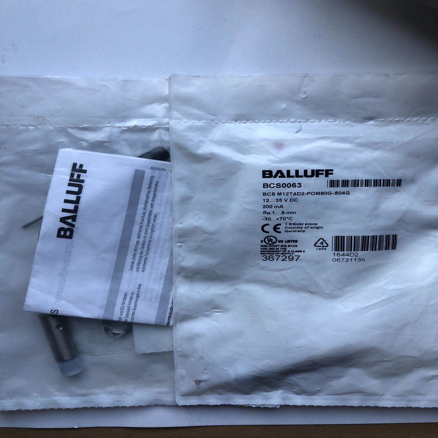 【汇生 】原装巴鲁夫BCS0063电容式传感器BCS M12T4D2-【议价】