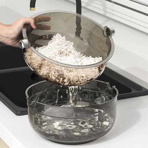 日本进口MUJIE淘米神器双层沥水篮家用新款洗菜盆洗水果篮子厨房