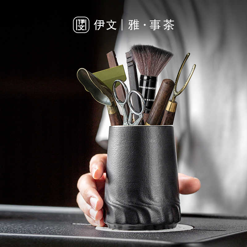 伊文陶瓷茶道功夫茶具用配件黑檀套装泡茶工具茶勺茶夹茶针茶刮