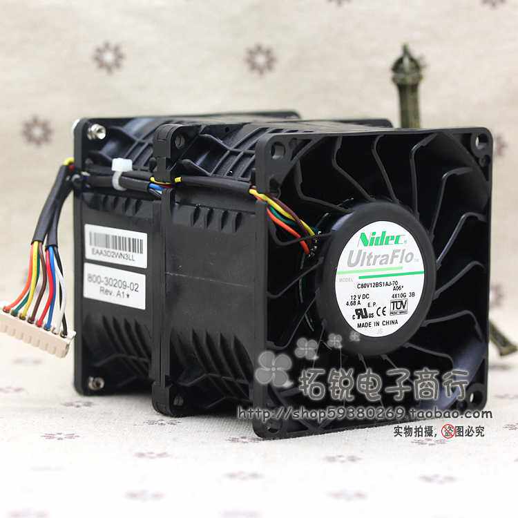 NIDEC C80V12BS1AJ-70 12V 4.68A 8089 8CM汽车增压暴力散热风扇