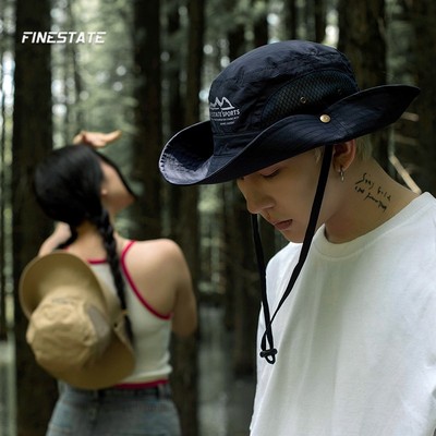 finestate通风+网眼+透气+排汗防紫外线登山帽防晒帽遮阳帽渔夫帽