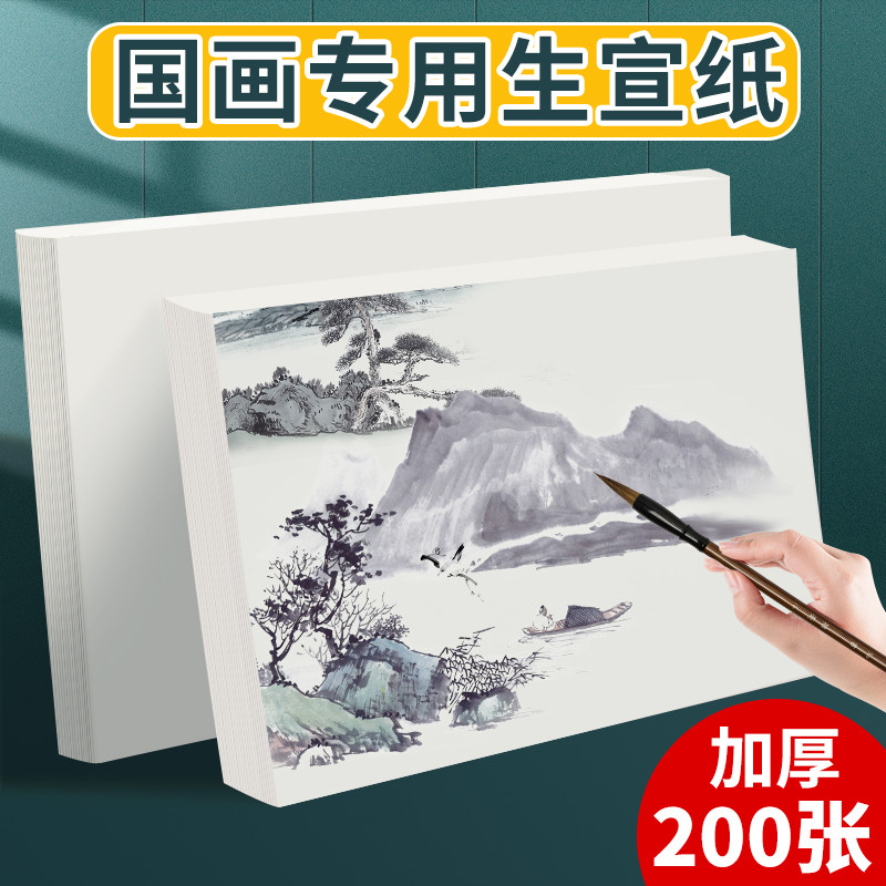 宣纸国画专用纸8k生宣纸水墨画半生熟画画工笔画熟宣纸初学者三尺