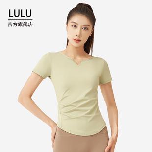 上衣女夏季 普拉提運動跑步 速干短袖 LULU官方旗艦店健身瑜伽服修身