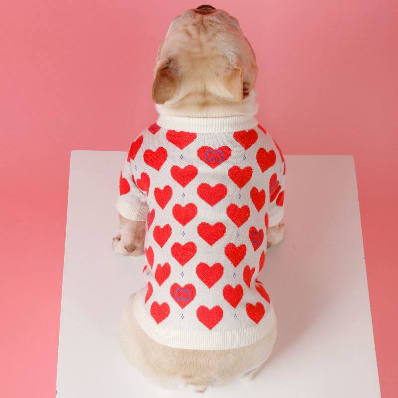 GG家红心宠物毛衣潮牌狗狗衣服猫宠物服装/雨衣（新