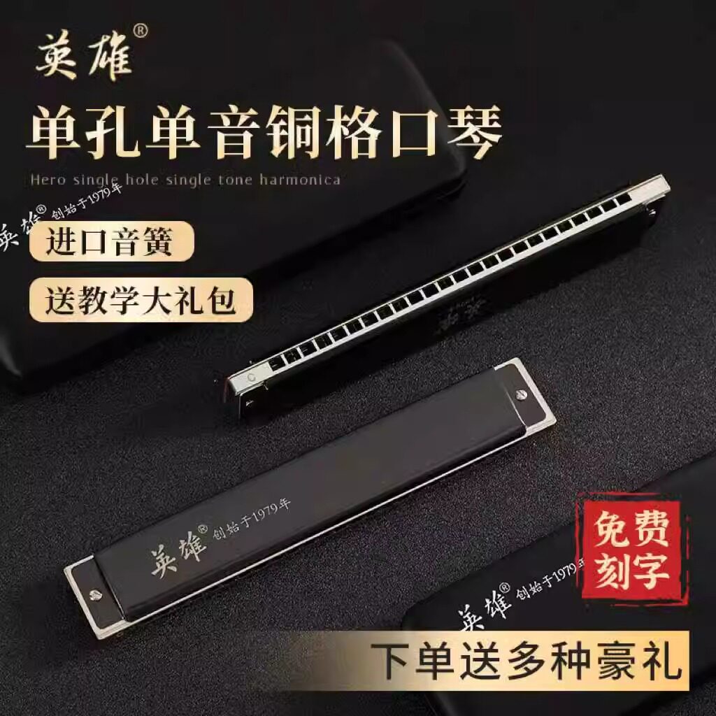 英雄24孔单音口琴C调7调12调装高级成人专业演奏级初学者入门乐器