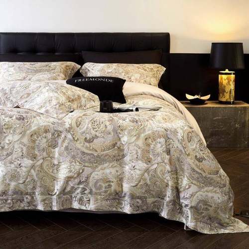 美式秋冬120支天丝棉磨毛四件套轻奢保暖加厚印花被套1.8床上用品