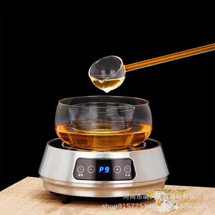 高硼硅玻璃碗干泡煮茶器玻璃茶具带茶勺简约透明玻璃煮茶器