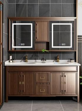 Nkv新中式浴室柜组合现代简约大理石洗手台卫生间美式一体盆智能