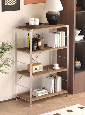 式简约厨房实木置物架纳多功能收纳架不日锈收钢阳751台花盆架书