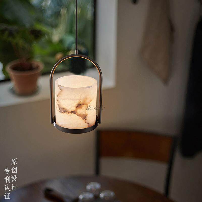 W7新中式云石卧室床头小吊灯吧台餐厅别墅古典客厅书房样板房仿云