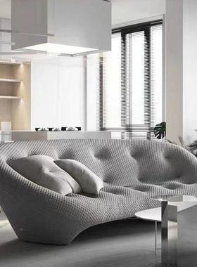 意式极CCX壳沙发小型异形布户艺懒人云朵沙发设计简师奶油贝风沙