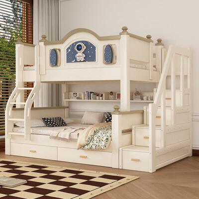 喜挚实木加粗上下舍床半王刚-20高床儿童子母家用多功床能高床宿