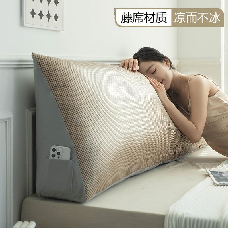 冰丝藤席双人床头垫厂家直供夏天护腰床靠看上书靠枕玩手机大背可