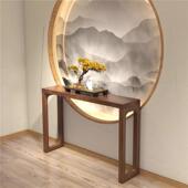 实玄关桌新中式 纯实木墙长条窄边桌原边木靠木入户RRA玄关条几墙