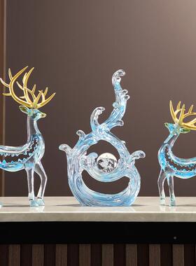 创意家鹿视居招财摆件一对轻奢高档玄装关客厅酒柜QQR电柜办公室