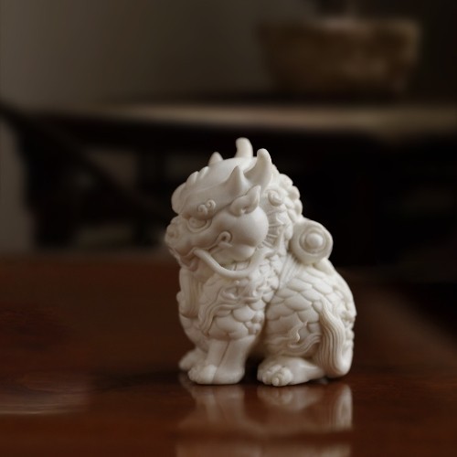 鹿角麒麟背书  摆件客厅收藏品创意中式摆件桌面工艺品