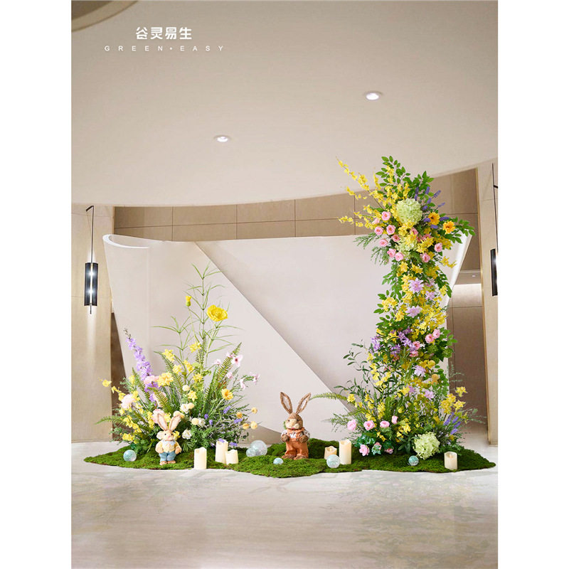 室内大型网红仿真花草景观布置