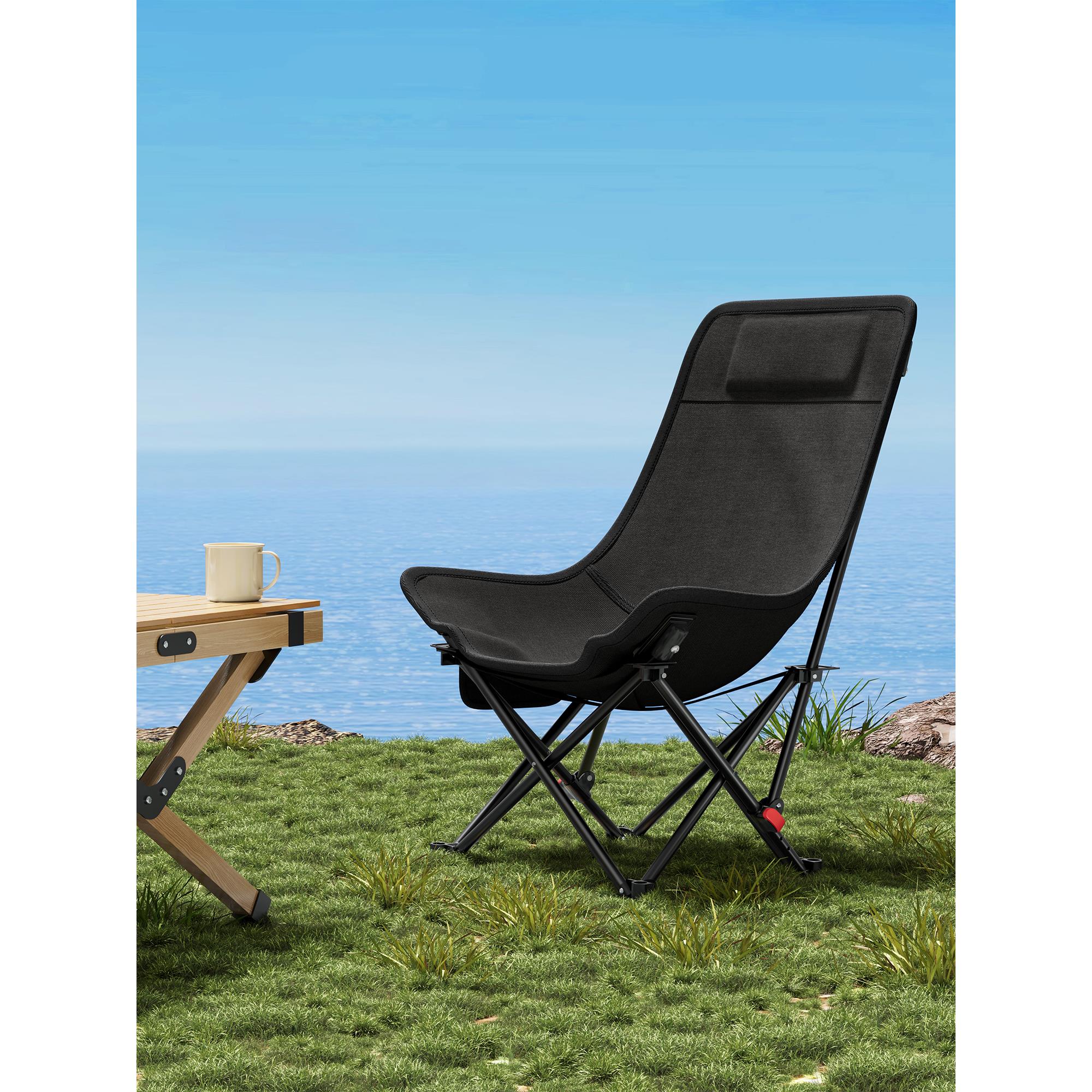 户外月亮椅折叠椅露营野餐小凳子便携靠背椅沙滩椅子办公午休躺椅