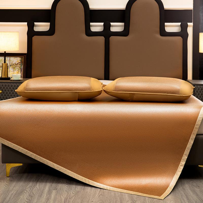 夏季凉席藤席三件套双人床可折叠学生宿舍加厚席子冰丝席竹席