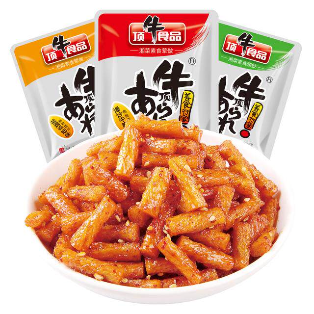 顶牛童年回忆素牛筋麻辣小吃儿时零食网红面筋东旺铝箔包装辣条
