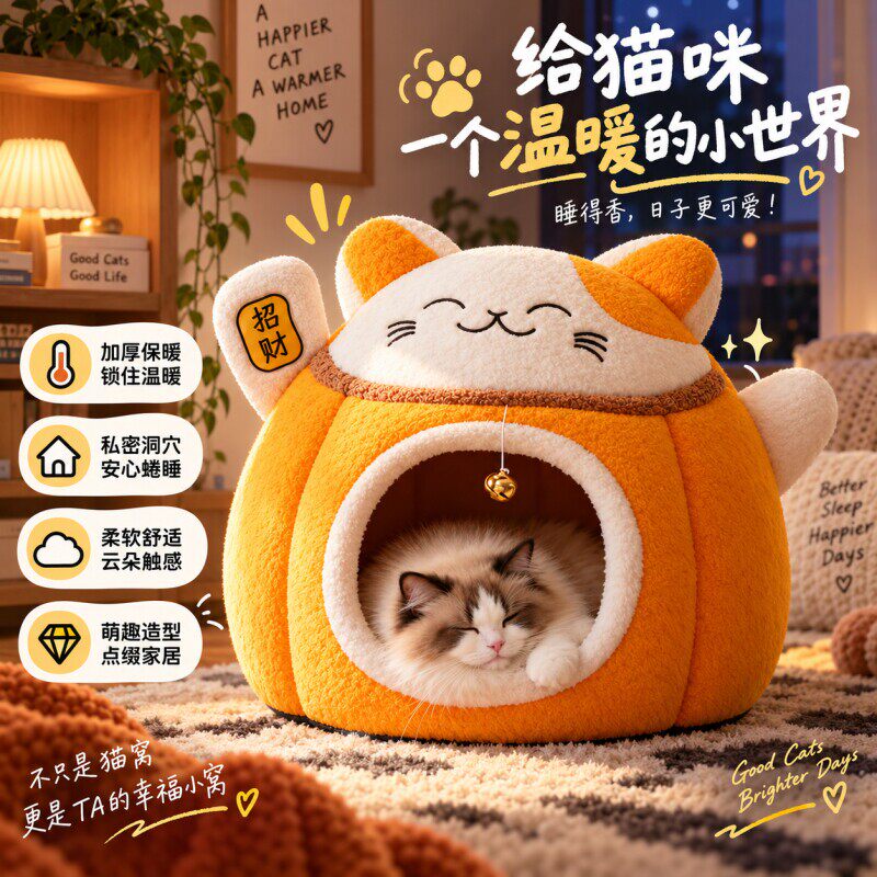 【冬季抢先购】小猫日记招财猫窝